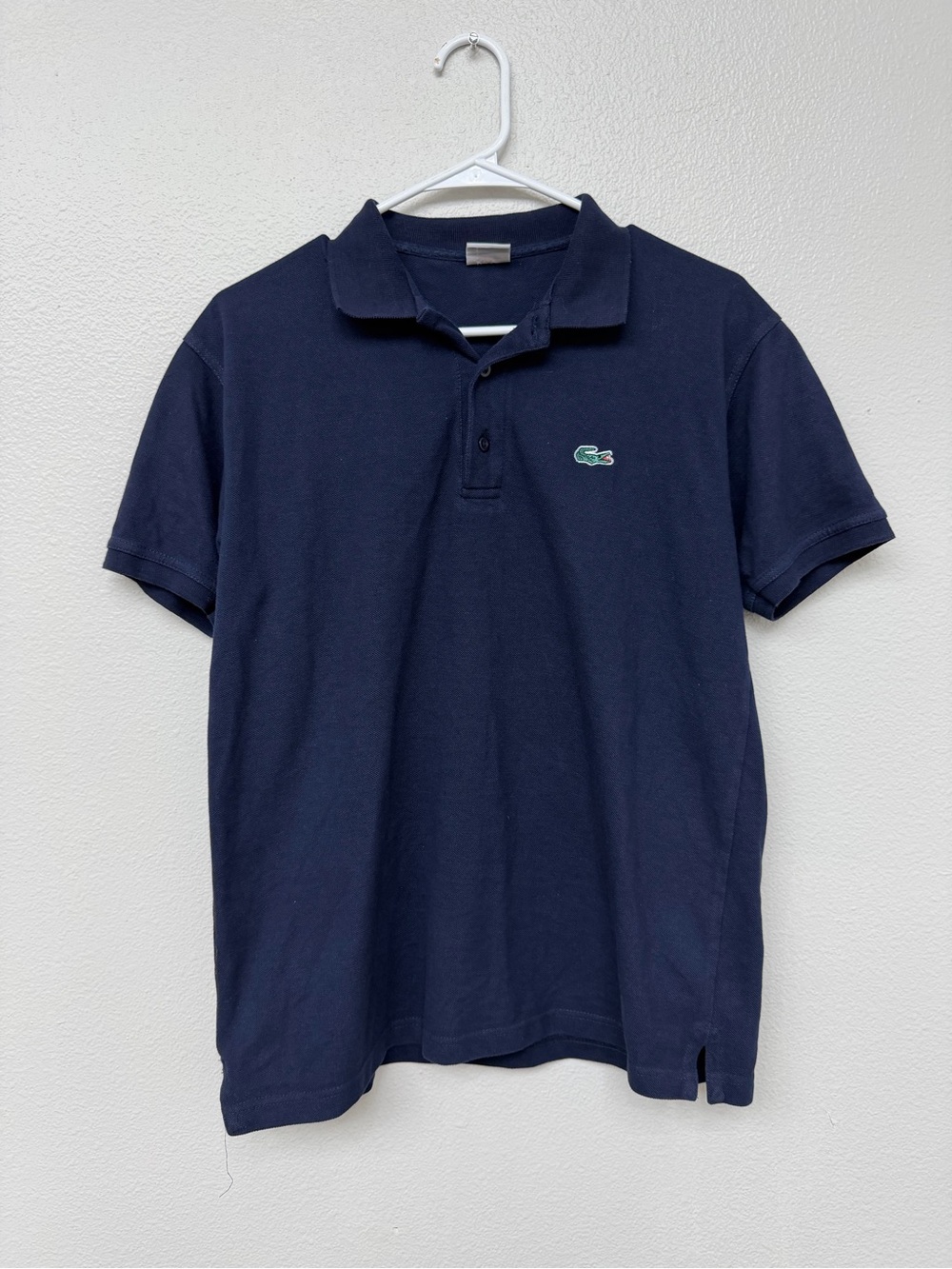 Lacoste Mens Polo Shirt M Navy Blue Short Sleeve Cotton Blend Logo
